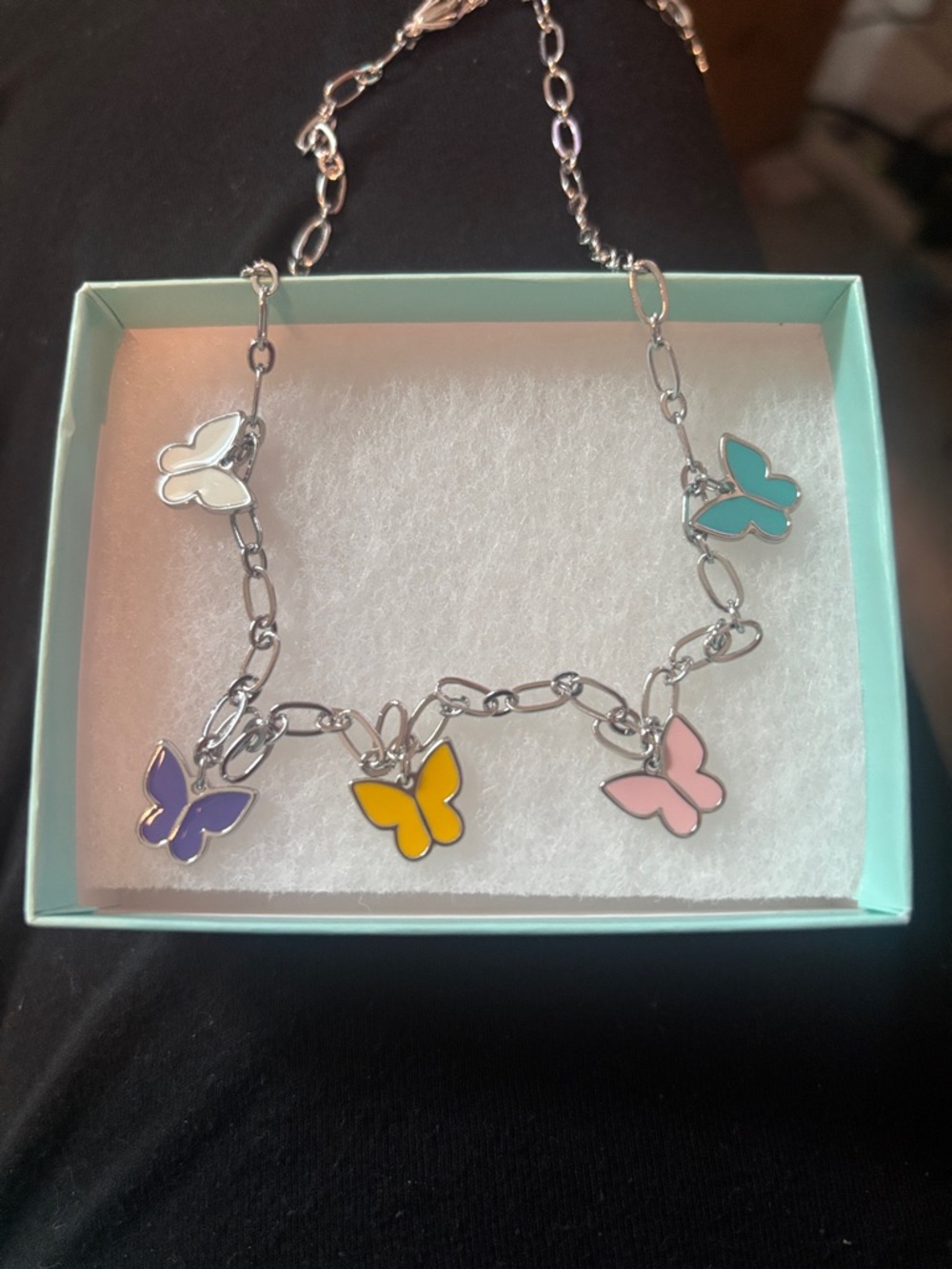 Park Lane Silver Avery Multicolor Enamel Butterfly Necklace - Picture 4 of 5